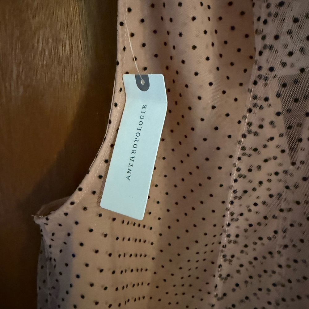 Anthropologie Blush Pink Polka Dot Sleeveless Blouse - Picture 4 of 5